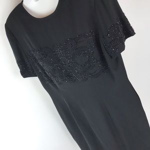 Marianna Black Beaded Cocktail Dress Sz 8 LBD